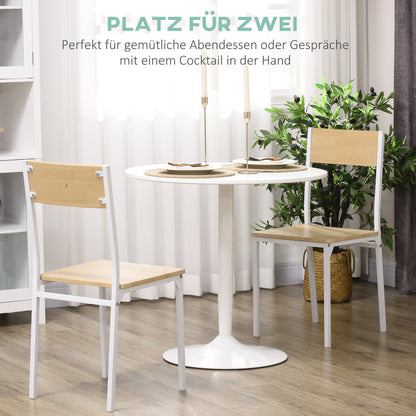 HOMCOM Esstisch für 2 Personen, runde Tischplatte, Stahlfuß, weiß, 70 x 70 x 75 cm