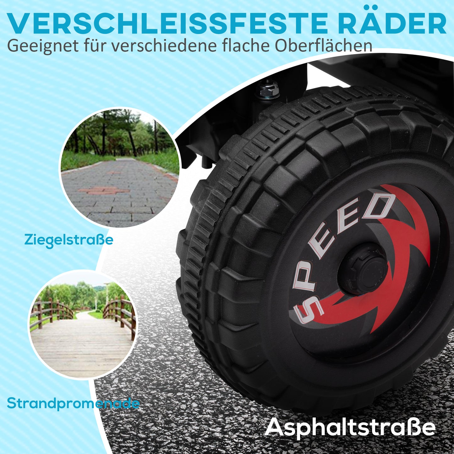 HOMCOM Elektro-Kinderquad, 2,5 km/h, Vorwärts- &amp; Rückwärtsgang, für 18-36 Monate, Weiß