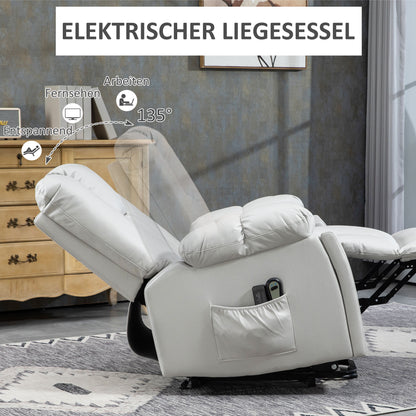 HOMCOM Massagesessel Relaxsessel Seniorensessel, Fernbedienung, Seitentaschen, 94 cm x 96 cm x 106 cm, Grau