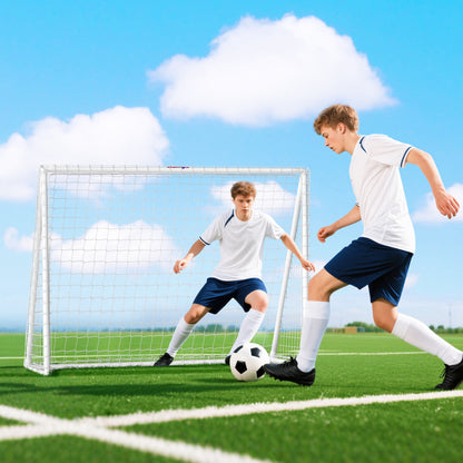SPORTNOW Fußballtor، Robustes Netz، Kunststoff-Rahmen، Heringe، 240L x 90B x 180H سم، Weiß