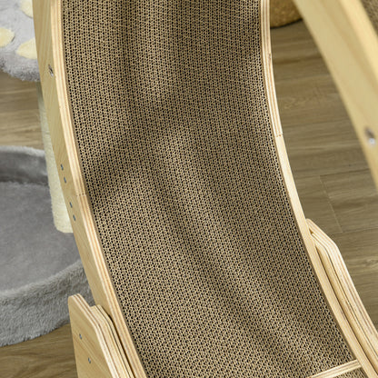 PawHut Kratzbrett-Set für Katzenlaufrad, belastbar bis 5kg, 55x25,5x3cm, Braun