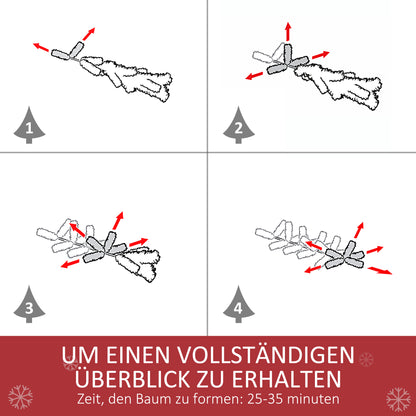 HOMCOM Künstlicher Weihnachtsbaum, 800 Zweige, 61 Zapfen, verschneite Spitzen, feuerfest, 180 cm