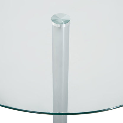 HOMCOM Runder Esstisch mit Glastischplatte, Metallgestell, Silberfarben