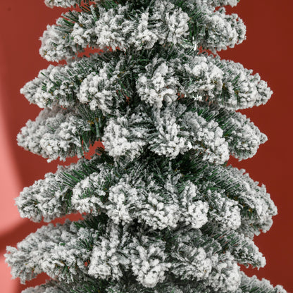HOMCOM Künstlicher Weihnachtsbaum, schneebedeckt, schmales Design, feuerfest, 180 cm, Grün/Weiß