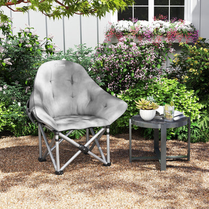 Outsunny Faltstuhl faltbar Campingstuhl mit Seitentasche Tragetasche gepolstert bis 120kg belastbar Dunkelgrau