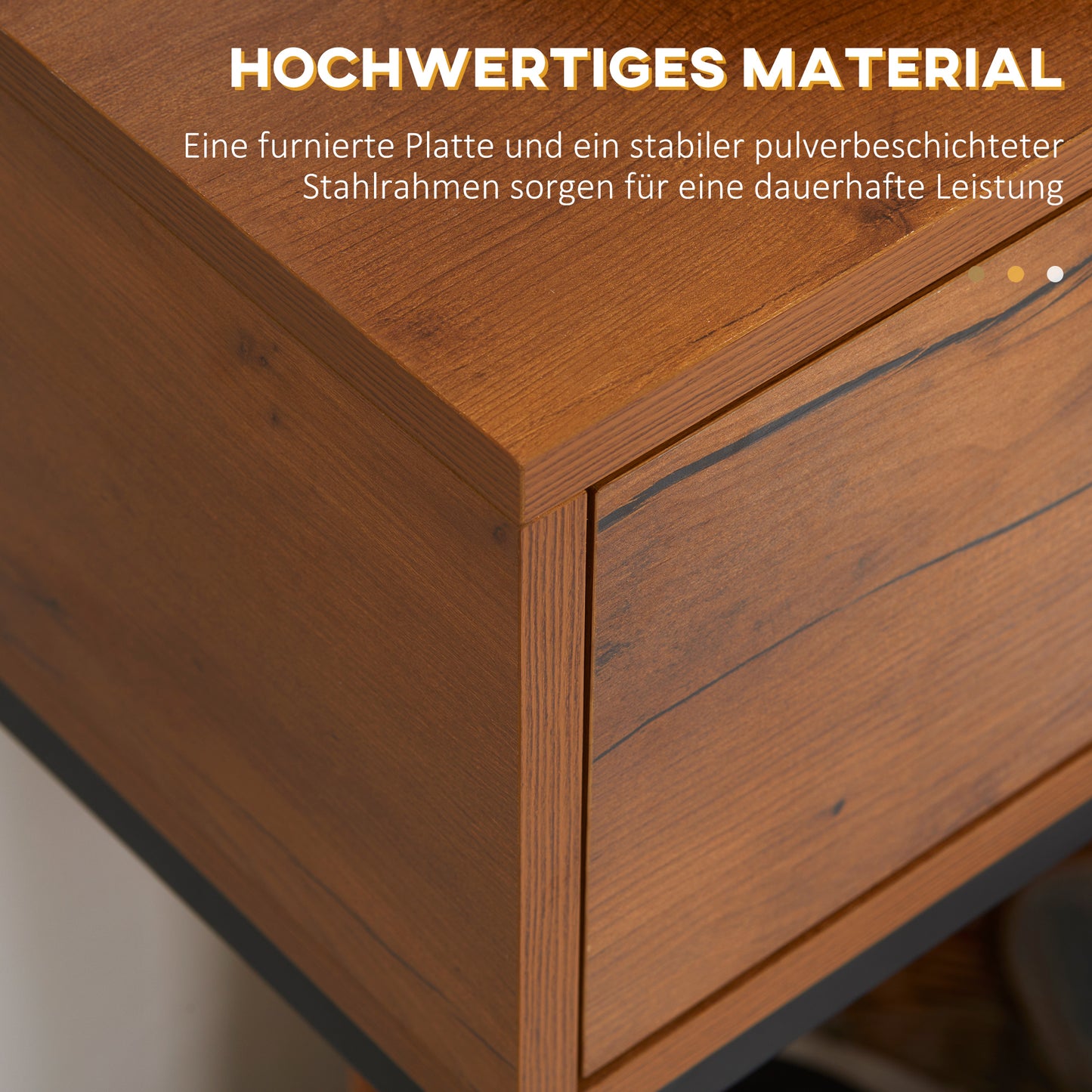 HOMCOM Konsolentisch im Industriedesign, Beistelltisch, Sideboard, 1 Schublade, Braun + Schwarz