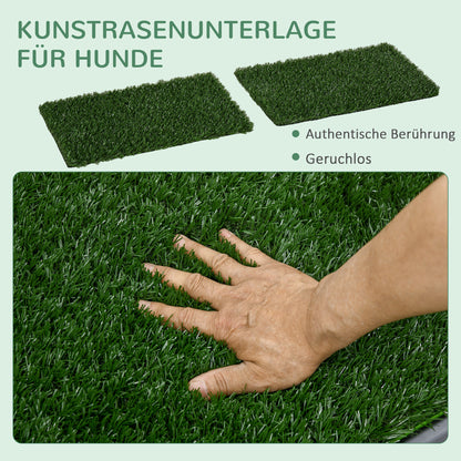 PawHut Hundetoilette mit Kunstrasen, Drainagelöcher, auslaufsicher, 67x41x3,5cm, Grün