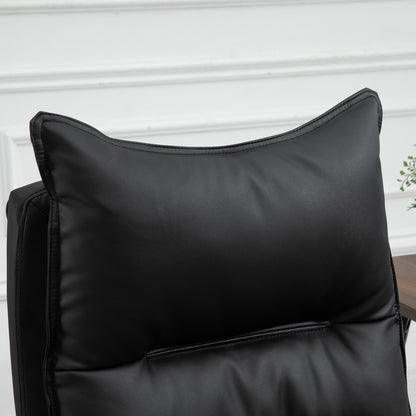 Vinsetto Bürostuhl Ergonomischer Schreibtischstuhl mit Armlehne, Fußstütze, Höhenverstellbarer Drehstuhl aus Kunstleder, Gepolstert Computerstuhl, Schwarz