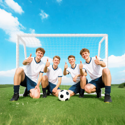 SPORTNOW Fußballtor, robustes Netz, Kunststoff-Rahmen, Heringe, 180L x 92B x 124H cm, Weiß