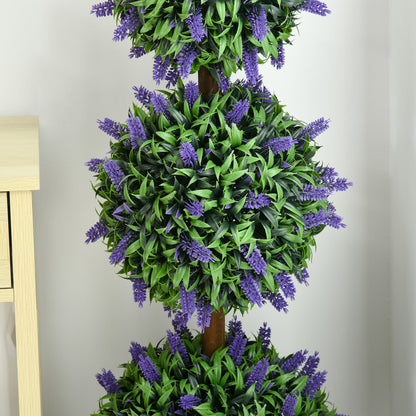 HOMCOM 2er-Set Künstliche Pflanzen, UV-beständige Kunstpflanze im Blumentopf, 110 cm Zimmerpflanze für Wohnzimmer, Garten