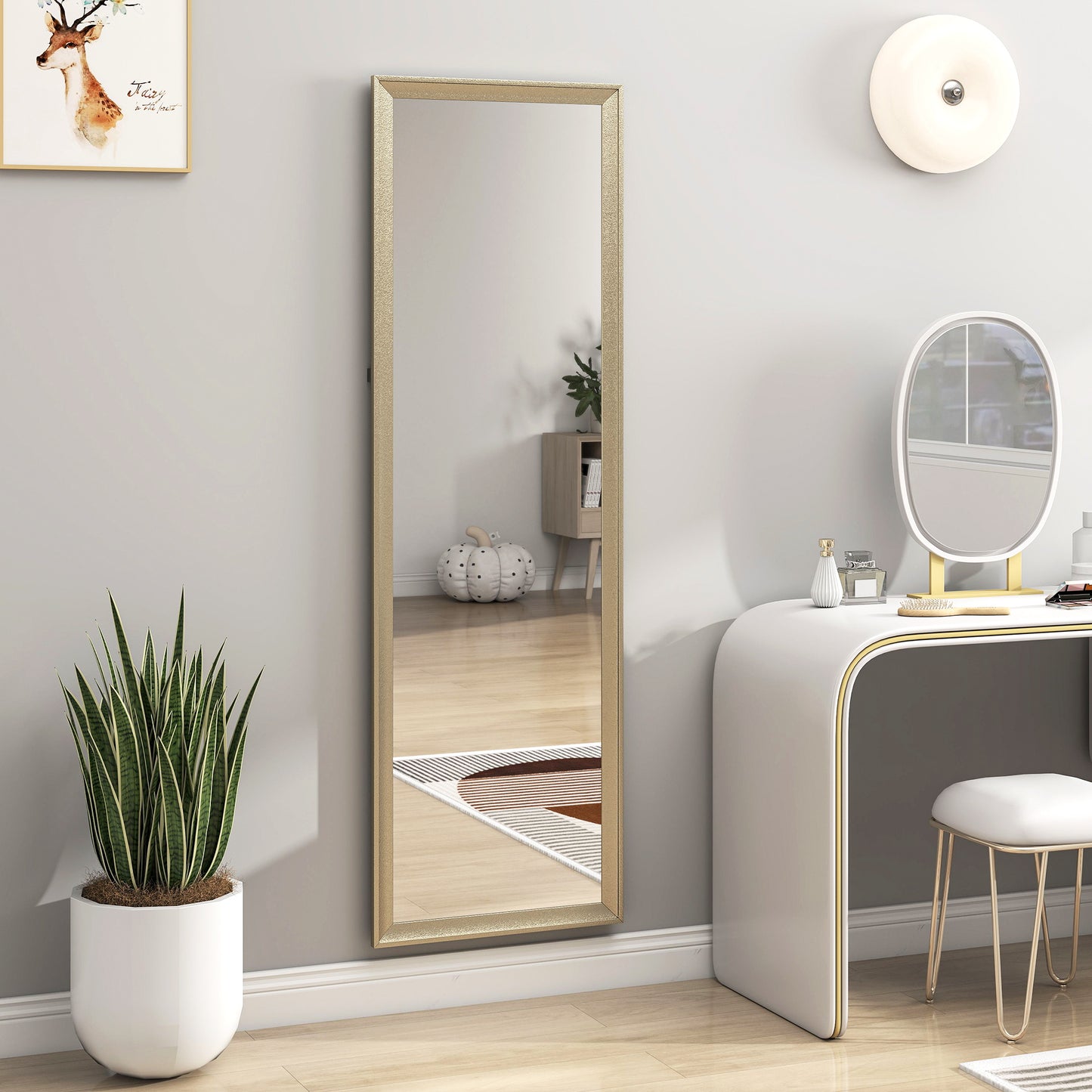 HOMCOM Ganzkörperspiegel, flexibel platzierbar, 160 x 50 cm, Goldton
