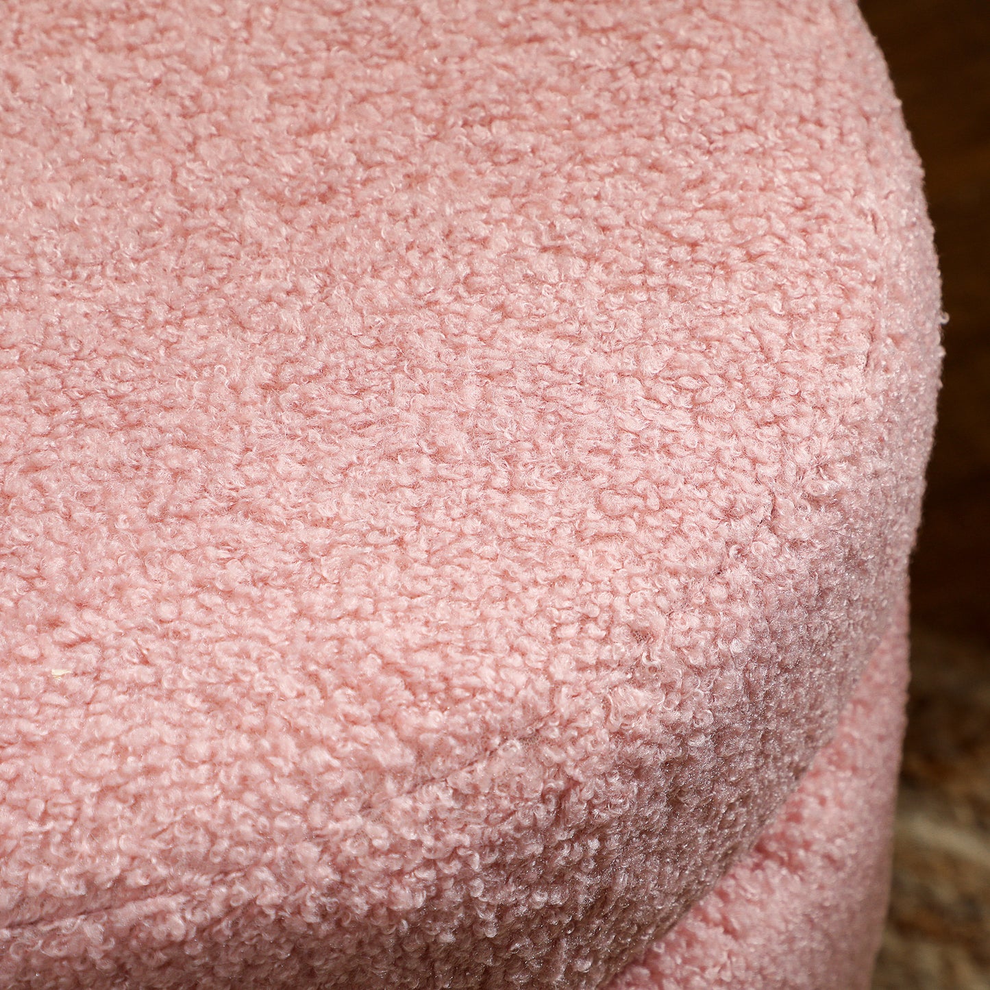 HOMCOM Hocker, rund, Teddyfleece, bis 120kg, Φ40x45H cm, Rosa