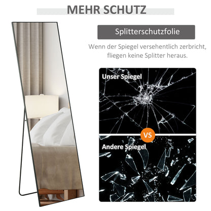 HOMCOM Großer Standspiegel, Wandspiegel, Ganzkörperspiegel, 161,5 cm, Silber