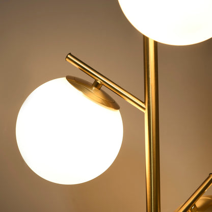 HOMCOM Stehleuchte im Retro-Design, Stehlampe, Stehlampe mit 3 Lampenschirmen, Glas, Gold