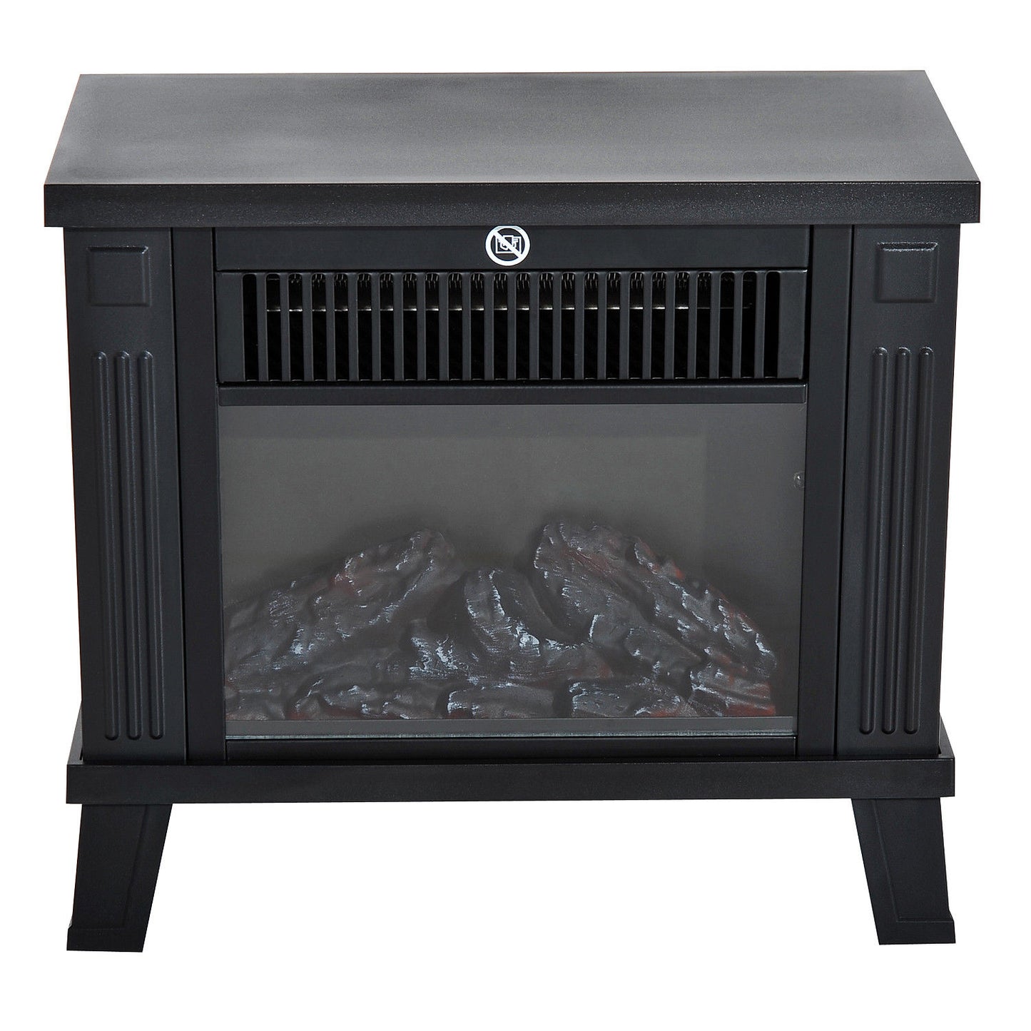 HOMCOM Elektrokamin Elektrischer Kamin Kaminofen Standkamin mit Flammeneffekt 600/1200W, Metall, Schwarz, 34x17x31 cm