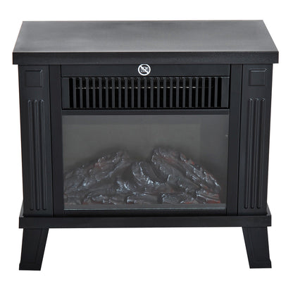 HOMCOM Elektrokamin Elektrischer Kamin Kaminofen Standkamin mit Flammeneffekt 600/1200W, Metall, Schwarz, 34x17x31 cm