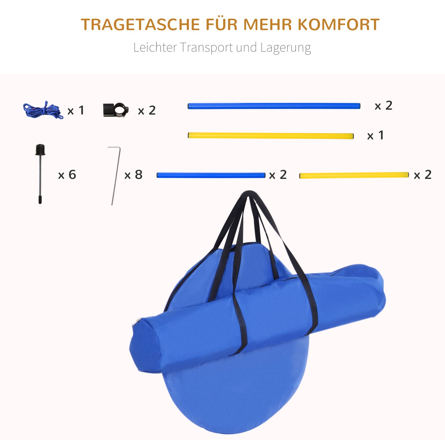 PawHut Agility Set Hunde 5-teiliges Agility-Ausrüstung for Hundetraining Steckhürdenset mit Hundetunnel 4 Slalomstangen höhenverstellbar Hürden Pause-Box Tragetasche Agilityset for Spele Training