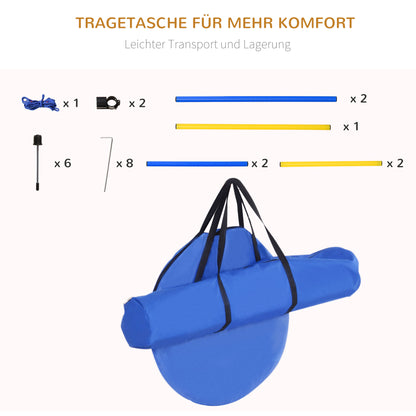 PawHut Agility Set Hunde 5-teiliges Agility-Ausrüstung for Hundetraining Steckhürdenset mit Hundetunnel 4 Slalomstangen höhenverstellbar Hürden Pause-Box Tragetasche Agilityset for Spele Training
