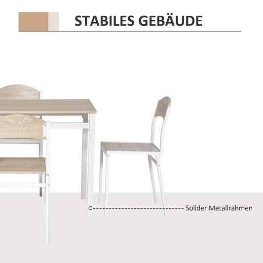 HOMCOM 5-teilige Essgruppe Esstisch mit 4 Stühlen Platzsparend Küchentisch-Set Sitzgruppe für Esszimmer, Küche, Grau+Weiß