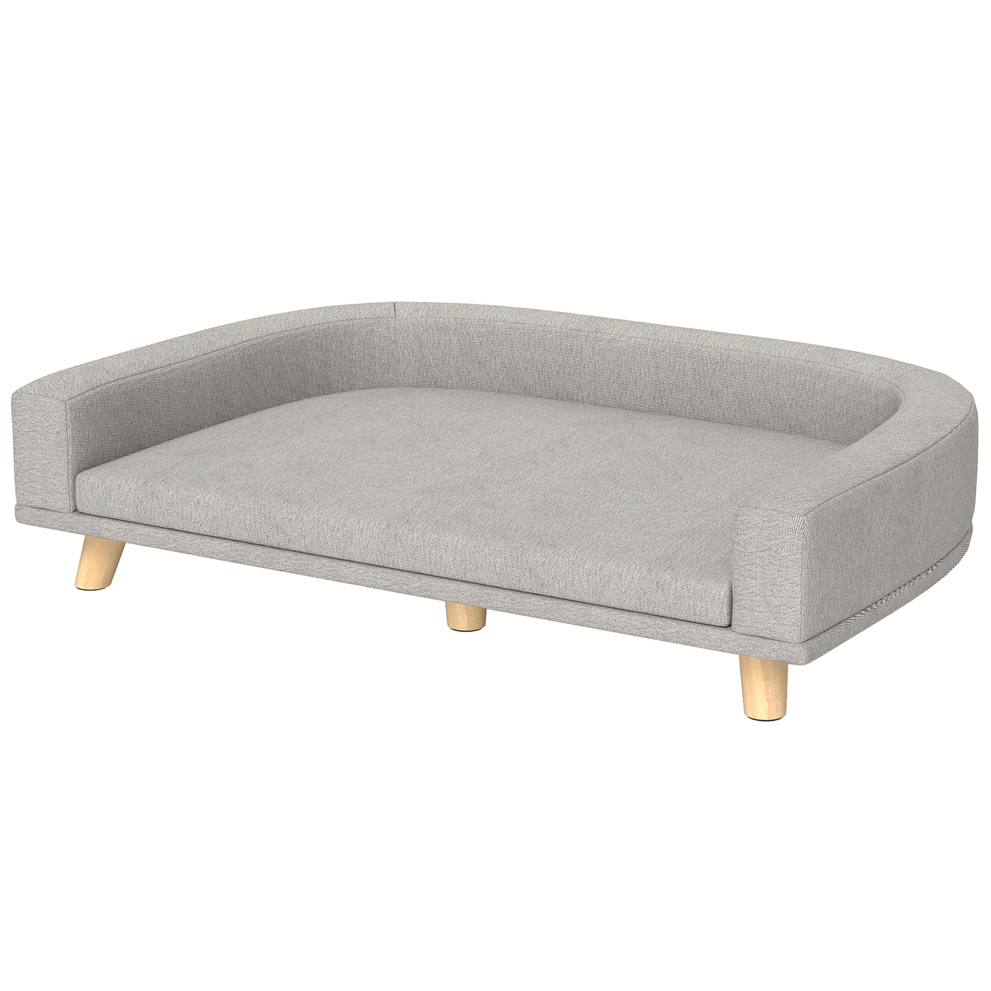 PawHut Hundesofa für große Hunde bis 30 kg, gepolsterte, Kiefernholzbeine, 98 x 67 x 25 cm, Grau