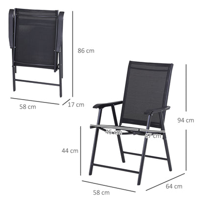 Outsunny Klappstuhl mit Armlehne 2er Set Campingstuhl Angelstuhl Metall Schwarz 58 x 64 x 94 cm