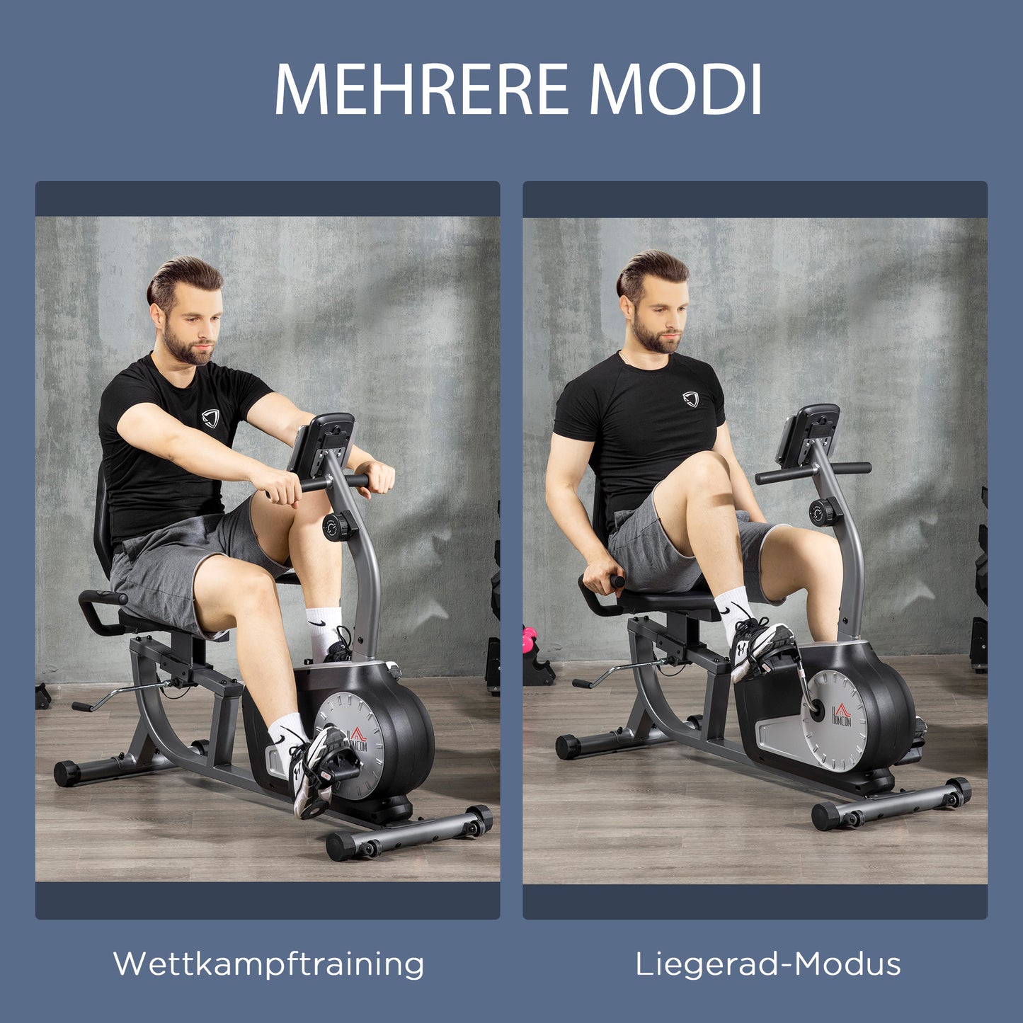 HOMCOM Radtrainer mit 8-stufigem Widerstand 122-137 x 62 x 103cm Stahl Grau+Schwarz+Silber