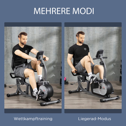 HOMCOM Radtrainer mit 8-stufigem Widerstand 122-137 x 62 x 103cm Stahl Grau+Schwarz+Silber