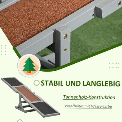 PawHut Hundewippe Aqulity-Wippe Hundesportwippe, 180 x 30 x 30 cm, Grau + Braun