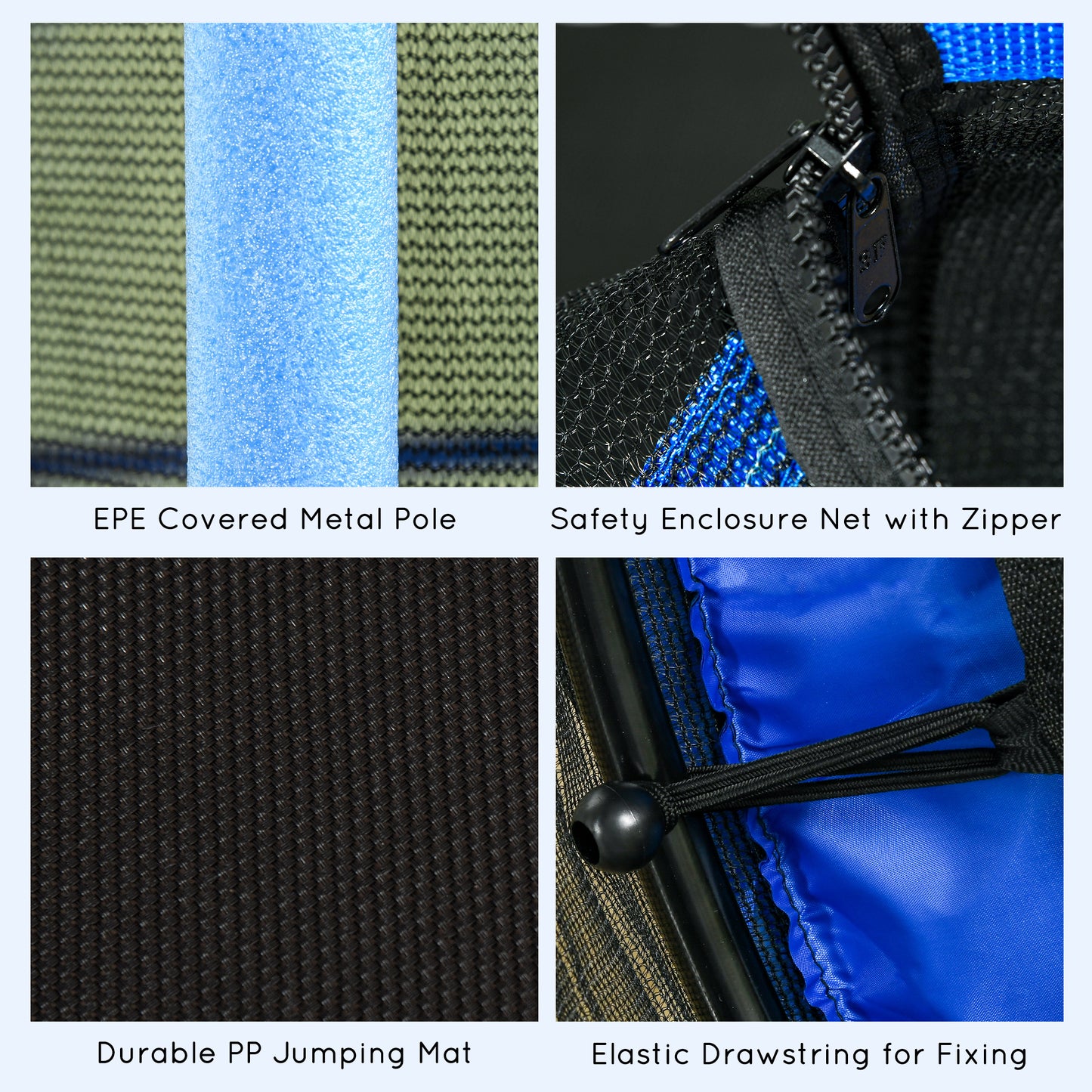 HOMCOM ترامبولين فور كيندر، Ø163 سم، مع Sicherheitsnetz، داخلي وخارجي، Belastung bis 50 كجم، Stahl، Kunststoff، Blau