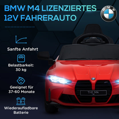 AIYAPLAY Elektro Kinderauto BMW M4, Sound & Licht, 3-5 km/h, inkl. Fernsteuerung, für 3-5 Jahre, Rot