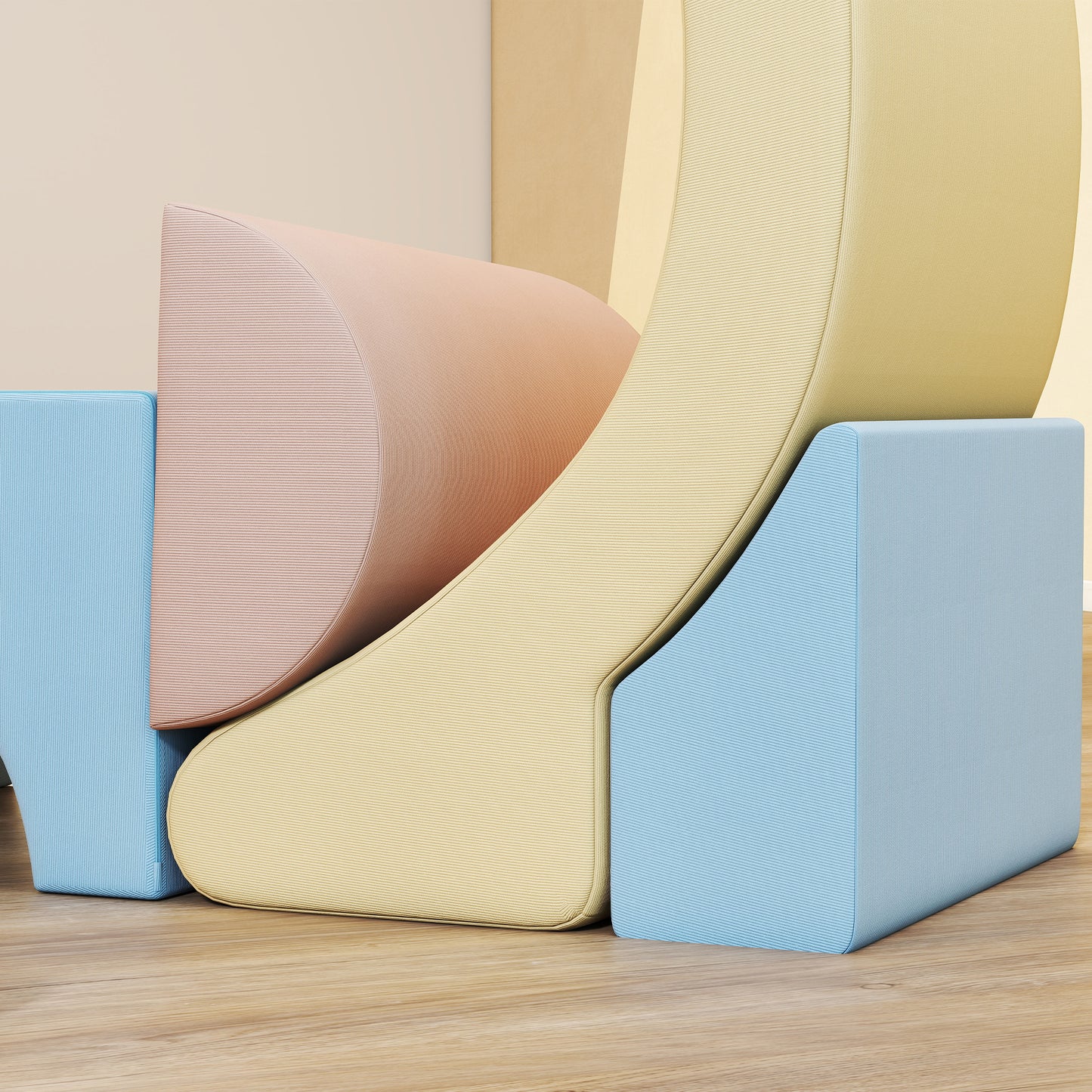 AIYAPLAY 5er-Set Schaumstoff-Kletterblöcke, Cordbezug, leichtes Gewicht, zum Bauen, Krabbeln, Klettern, Bunt