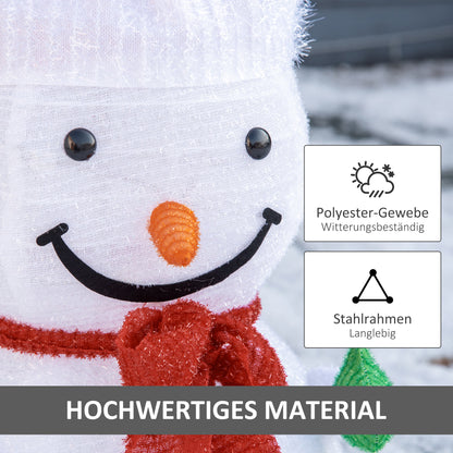 Outsunny Weihnachtsdekoration Schneemann Outdoor.Weihnachtsdeko Weihnachtslicht, inkl. LEDS, 30 cm x 30 cm x 51 cm, Rot+Weiß