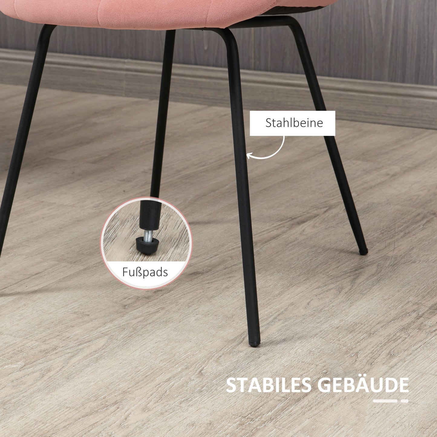 HOMCOM 2er-Set Esszimmerstühle Akzentstühle Küchenstühle، تصميم قديم، Samtoptik، 50 سم × 61 سم × 79 سم، روزا