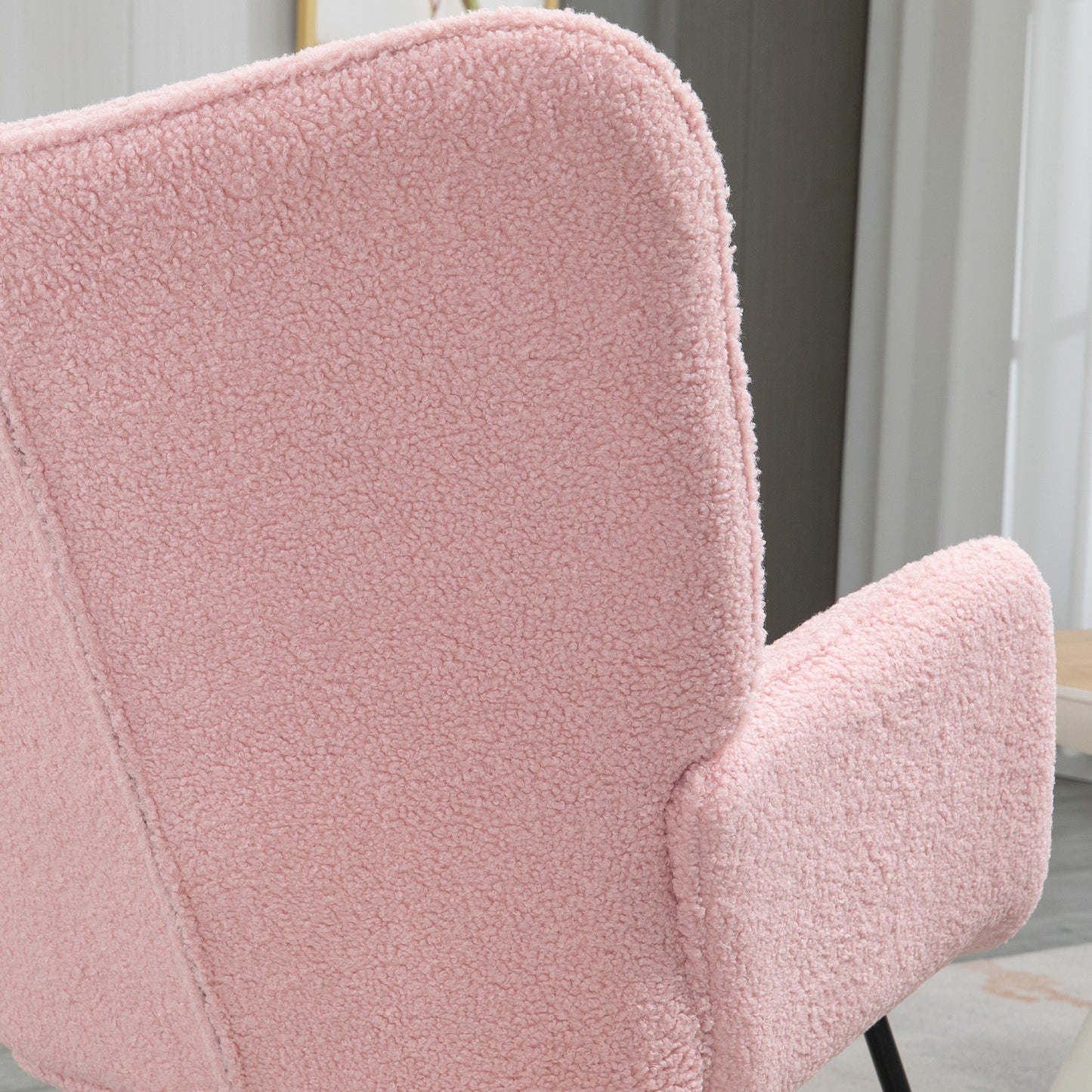 HOMCOM Schaukelstuhl im Retro-Design, Massivholz, Sessel, Relaxsessel, 98 cm x 71 cm x 101 cm, Rosa