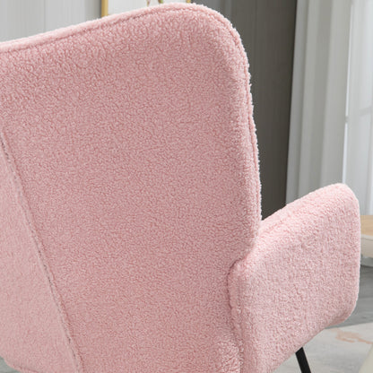 HOMCOM Schaukelstuhl im Retro-Design, Massivholz, Sessel, Relaxsessel, 98 cm x 71 cm x 101 cm, Rosa