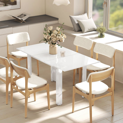 HOMCOM Ausziehbarer Esstisch, 120-160 x 70 cm, verstellbarer Küchentisch für 4-6 Personen, MDF, Hochglanzweiß
