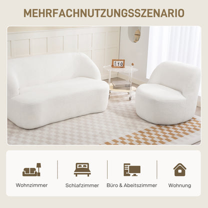 HOMCOM Moderner Sessel mit Fleece-Polsterung, kuscheliger Polstersessel für Wohnzimmer, Schlafzimmer, Homeoffice, Cremeweiß