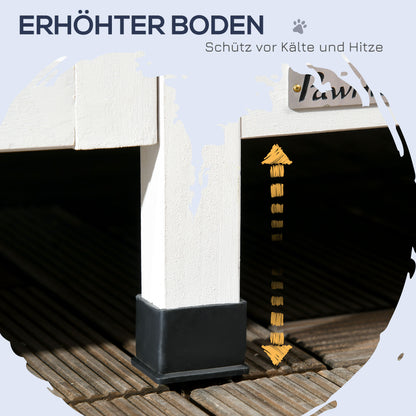 PawHut Outdoor-Katzenhaus, zweistöckig, Bodenabstand, Naturholz, Asphaltdach, grau, 96 x 65 x 85,5 cm