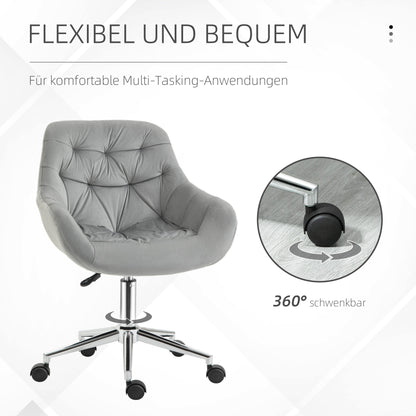 Vinsetto Bürostuhl Chefsessel Drehstuhl Computerstuhl Sitzhöhenverstellung für jüngere Benutzer und Kleines zum Lernen und Spielen Polyester Schaumstoff Metall Nylon Grau 59 x 58 x 80-90 cm