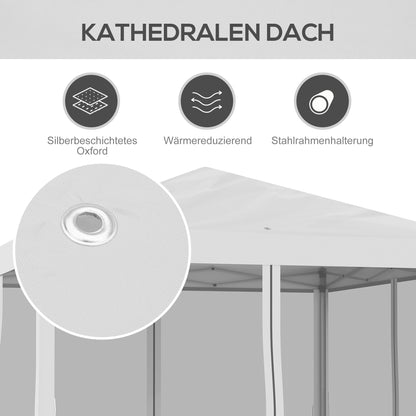 Outsunny Faltpavillon, Faltzelt mit Seitenwänden inkl. Tragetasche, Gartenpavillon, Metall, Oxfordstoff, 3 x 3 m, Cremeweiß
