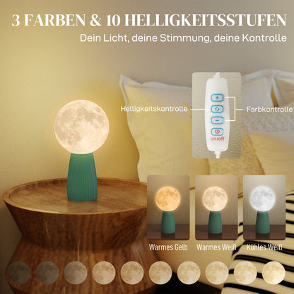 HOMCOM Tischlampen-Set in Planeten-Optik, 3-farbig, USB, Kunststoff, Weiß