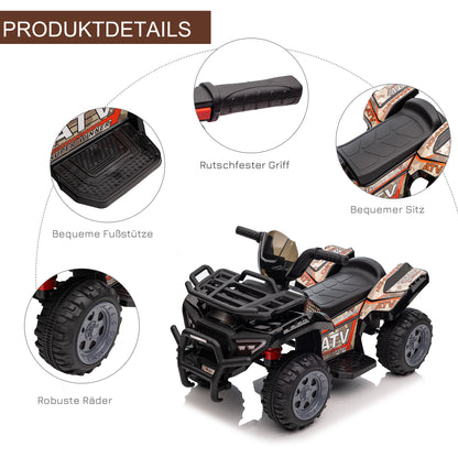 HOMCOM Kinder Quad Elektro 6V Kinderquad mit Vorwärtsfunktion, Musik, Elektro-Quad für Kinder 1,5-3 Jahre Schwarz