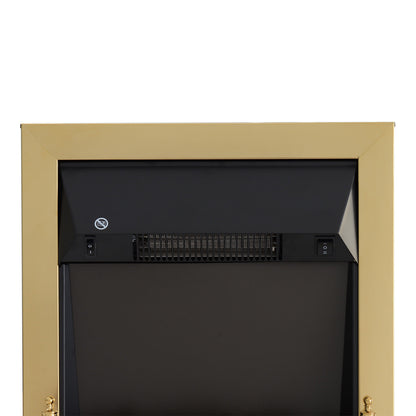 HOMCOM Elektrokamin mit Heizung, elektrischer Kamin mit LED Flammeneffekt, 1000/2000W Dekokamin, elektrisch Kaminfeuer Kaminofen, Gold