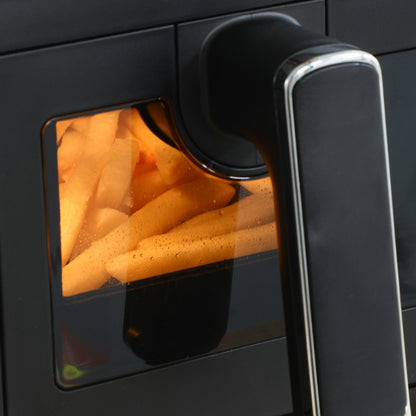 HOMCOM Heißluftfritteuse, 2 Frittierkörbe á 4 Liter, 8 Programme, Licht, Timer, 38,5 x 38 x 30,5 cm, Schwarz