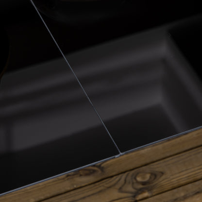 Outsunny Gartentisch für 6 Personen, wetterbeständig, gehärtetes Glas, Terrassentisch, 150 cm x 90 cm x 74 cm, Schwarz