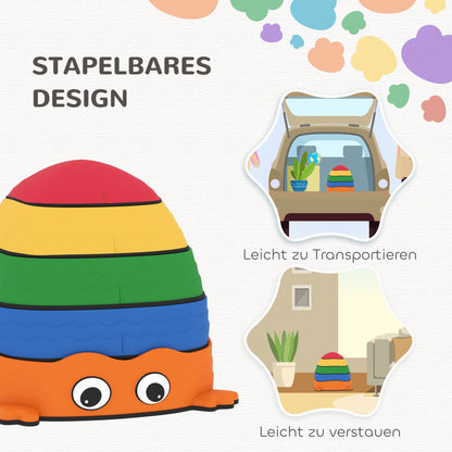 AIYAPLAY 5er-Set Trittsteine zum Balancieren, stapelbar, Froschform, Kunststoff, Bunt