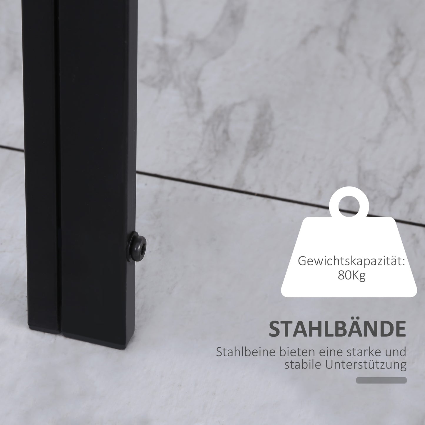 HOMCOM Esstisch Küchentisch großer Tisch, modernes Design, 120 cm x 60 cm x 75 cm, Schwarz