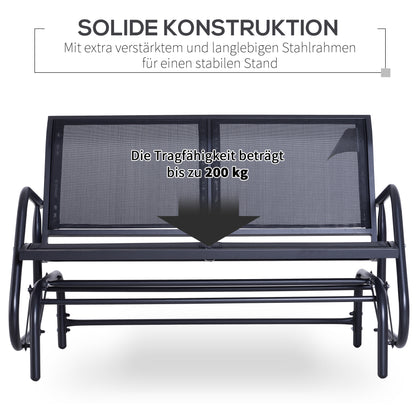 Outsunny -Sitzer Schaukelstuhl Gartenbank mit Schaukelmechanismus bis 200 kg belastbar 120 x 70 x 85 cm Schwarz