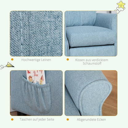 HOMCOM Kindersofa Kindercouch Kindersessel Stuhl Liegesofa verstellbar mit Fußstütze für 3-5 Jahre Jungen und Mädchen Blue 58 x 53 x 70 سم