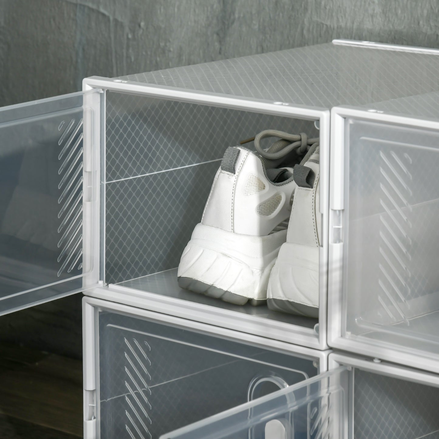HOMCOM Modulares Regalsystem mit 8 Fächern, Steckregal, 25 cm x 35 cm x 19 cm, Transparent